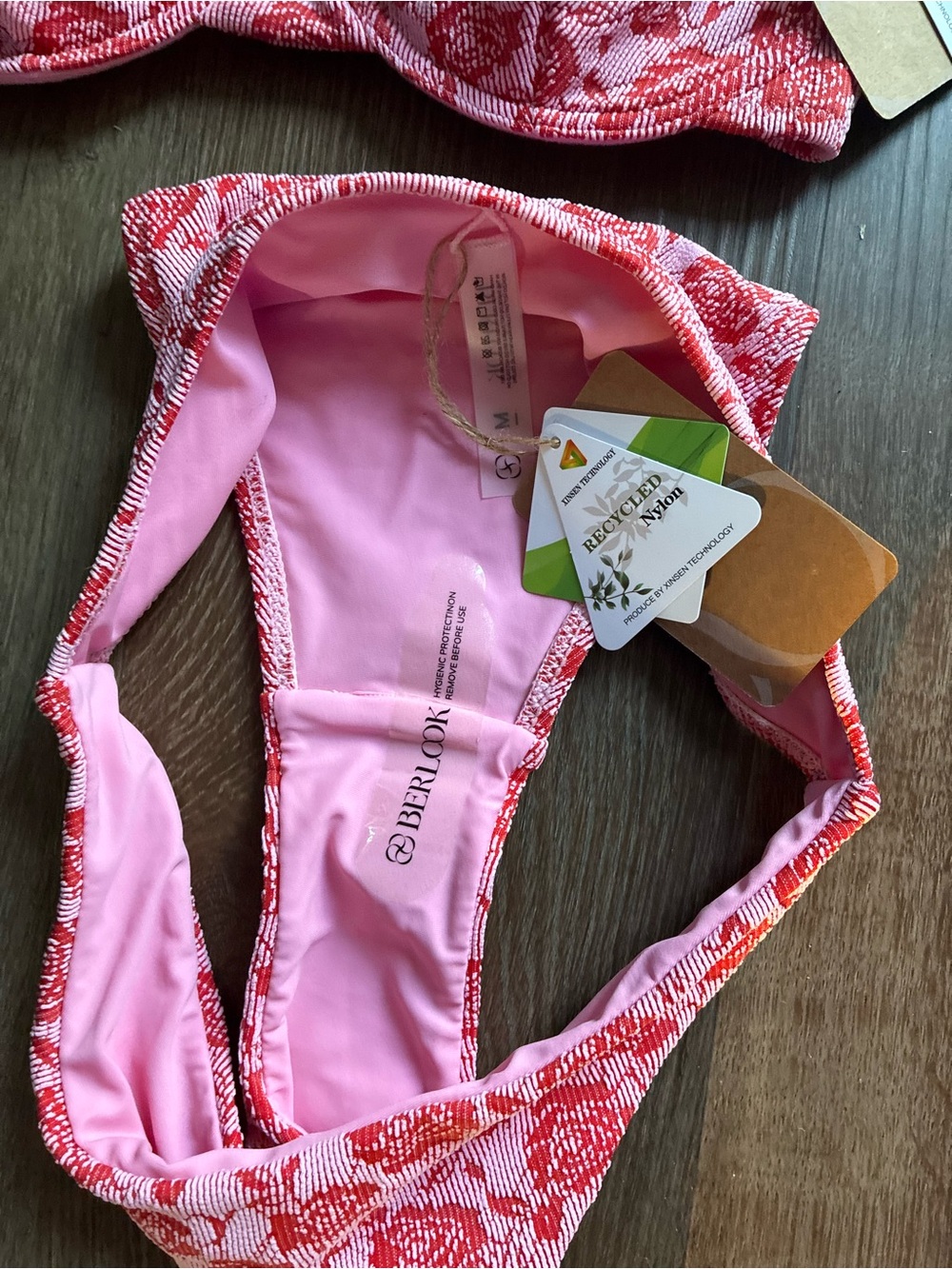 Floral Scoop Underwire Bikini Top Size S and High-Cut Bottoms Sise M - Picture 8 of 12